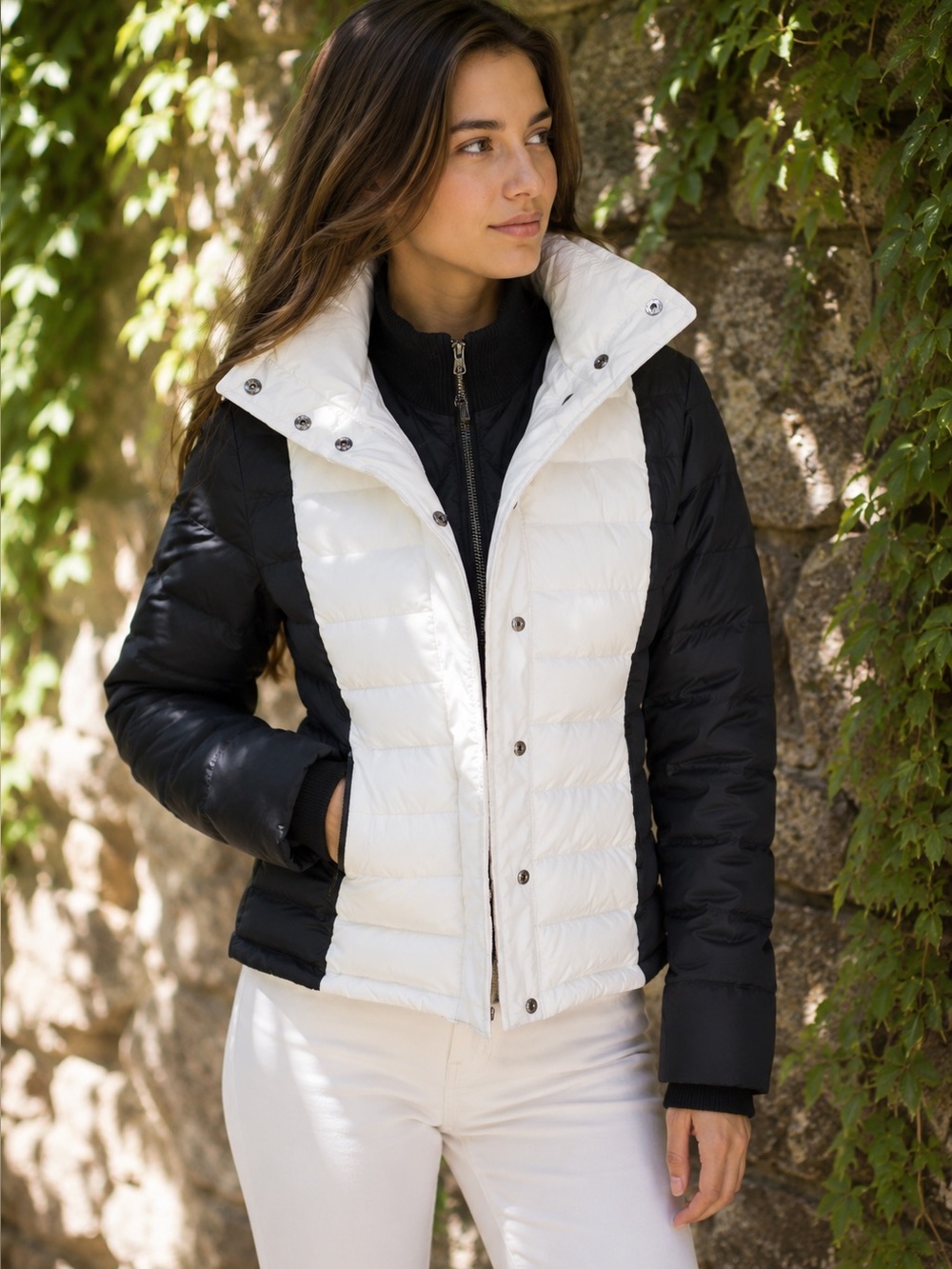 RARE THEORY X UNIQLO Collab Luxury Black and Cream Hooded Down Puffer Jacket, XS